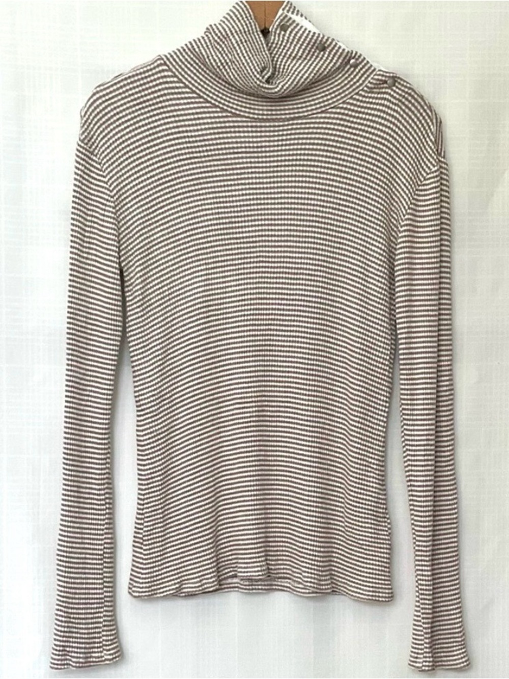 Anthropologie Dolan Brown and White Long Sleeve Top